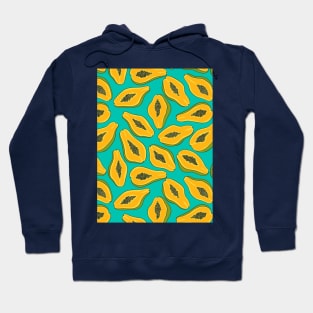 Papaya slices on turquoise Hoodie